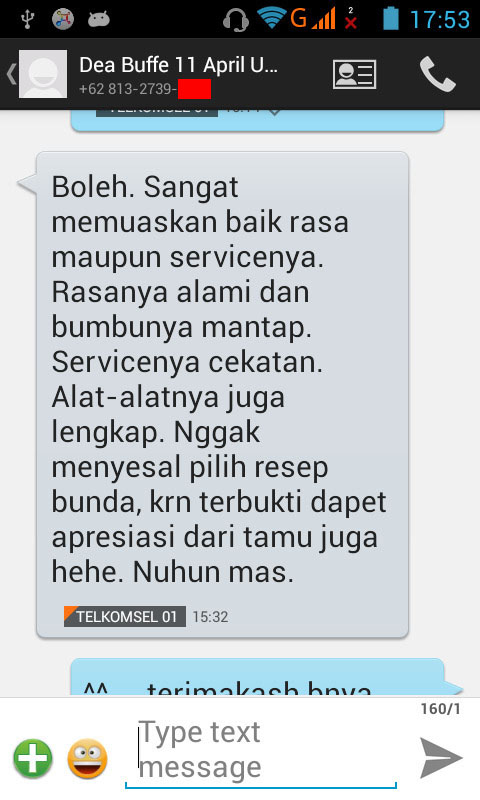 Testimonial Dea untuk Resep Bunda Catering