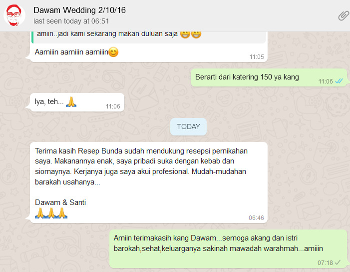 Testimoni Resep Bunda Catering Wedding